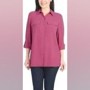 Hilary Radley Women's Rose Button-Down Shirt